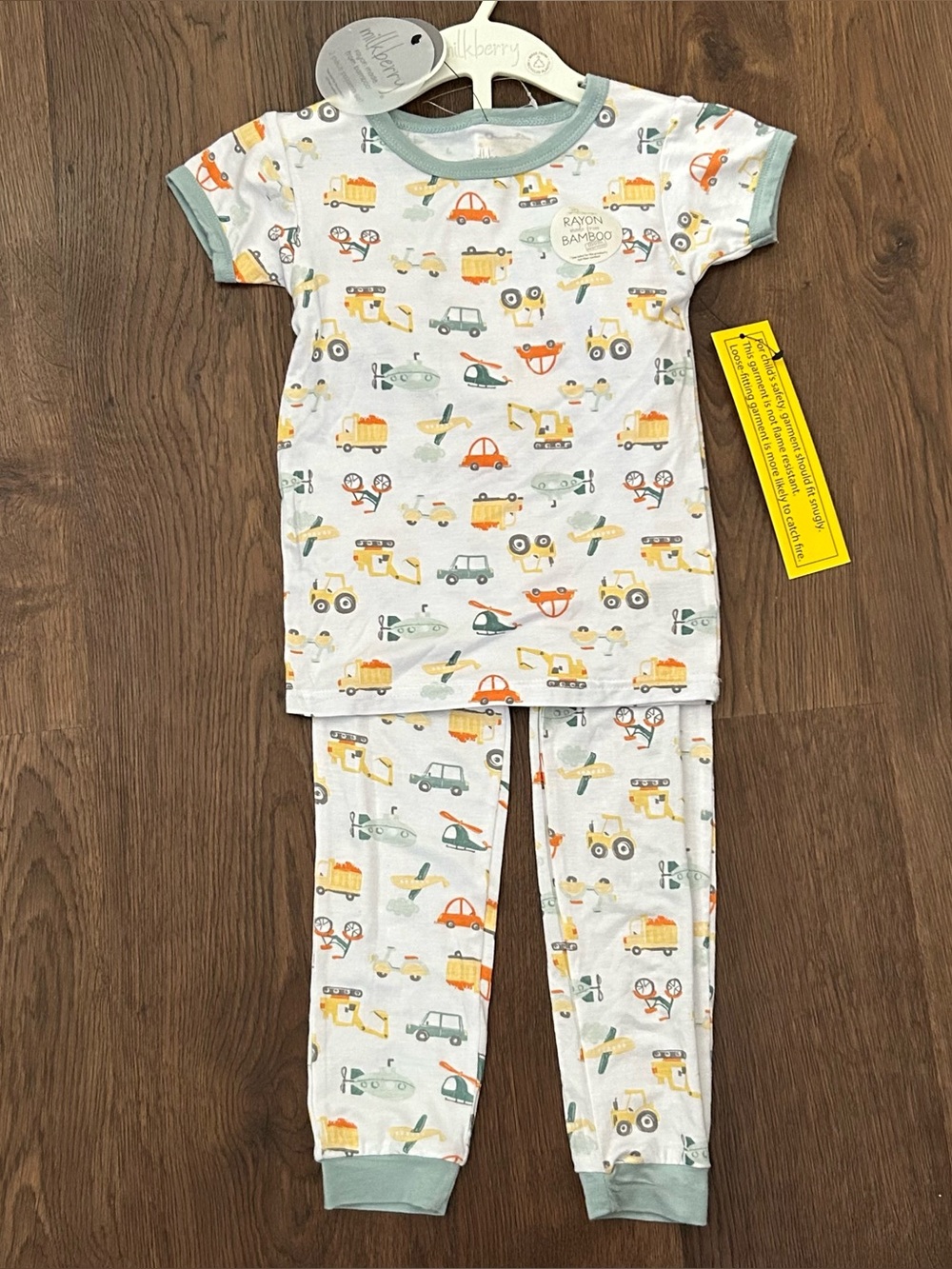 Milkberry Short Sleeve and Pants Bamboo Pajama Set 4T Vehicles